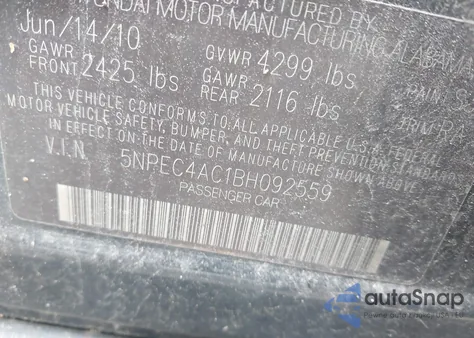 2011 Hyundai Sonata Limited z USA, uszkodzony, nr VIN 5NPEC4AC1BH092559